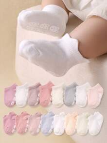 16双防滑硅胶袜，可爱小熊图案，适合女婴和幼儿——可爱新款秋季休闲室内袜。亲肤、柔软、舒适、百搭，是学生的理想之选，非常适合日常穿着、度假、旅行以及秋冬季返校穿搭。 - 彩色 - 查看 5