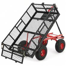 Carrito de jardín metálico resistente - Capacidad de 400 kg (880 lb) con volquete de acero, llantas de 25 cm (10 pulgadas), malla extraíble en los 4 lados y asa giratoria de 180° | Carrito multiusos para jardinería, paisajismo y patio - C - Ver 1