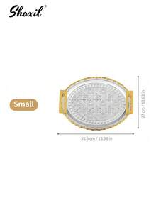 shoxil 1 pieza/3 piezas Bandeja con mango de metal premium, bandeja de almacenamiento, bandeja de servir, bandeja multiusos, diseño con patrón de árbol de coco y floral, regalo de inauguración de casa para familiares y amigos, adecuado para el té de la tarde, hotel, sala de estar, reunión en el hogar, decoración del hogar, oficina - Bandeja - Ver 12