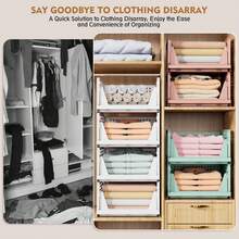 5 Pack Stackable Closet Storage Basket, Multifunctional & Foldable Closet Organizer For Bathroom Kitchen Laundry Room Wardrobe Storage, Space-Saving Clothes Storage Drawer Organizer - White - View 7
