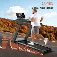 UMAY 18% Auto-Incline Treadmill, Foldable Home Treadmill With 3-Level Adjustable Height And Quiet 3.5 HP Motor, Max. 400LBS - US B Type Plug(110-127V) - View 4