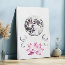 1pc Framed Wall Art, Wrapped Canvas Poster Vintage Prints, Pink, Moon, Water Drops, Water Polo, Flower, Black And White Drawing-simple, Classic, Timeless, Elegant Style, Birthday Party Decor, Decorative Wall Art for Living Room Bedroom Office, Hanging Hardware Included - Wrapped Framed Canvas, Vertical - Lienzo enmarcado - Ver 2