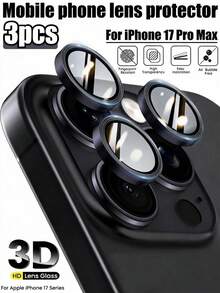 3 Packs - Camera Lens Protector Compatible With IPhone 17 Pro Max/17 Pro, Also Compatible With IPhone 17 Pro Max, 17, 17 Pro, 17 Air, 16 Pro Max, 16, 15, 14, 13, 12, 11 Pro Max. High-Definition, Independent Scratch-Resistant Protective Case, Compatible With Phone Cases. Applicable To Daily Shield, Office, Home Daily Shield Office Home Phone Camera Cover Waterproof Shockproof Anti-Fall Scratch Resistant - Black - View 30