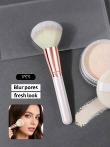 1支柔软纤维多功能化妆刷 - 散粉刷、腮红刷、修容刷、定妆刷，均匀取粉不飞粉，适合初学者和专业人士使用 - 白色 - 查看 9