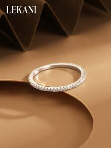 1pc S925 Sterling Silver Ring, Minimalist Cubic Zirconia Paved Rose Gold Plated Jewelry For Women, Elegant Accessory, Summer Selling, Cross-Border Exclusive, Fashionable, Commemorative, Refined Gift - Silver - View 2