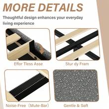Boucle Upholstered Bed Frame, Upholstered Platform Bed With Headboard And Footboard, Modern Bed Frame Twin/Full/Queen/King, Black / Grey/ White/ Beige/ KhakiTwin Size Boucle Bed Frame/ Full Size Boucle Bed Frame/ King Size Boucle Bed Frame - 灰色 - 查看 6