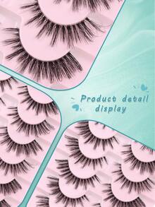 7 Pairs 3D Clear Band Lashes Spiky Cat Eye False EyeLashes D Curl 20mm Manga Wispy Natural Reusable Soft Thin Invisible Band Fake Lashes - Black - View 7