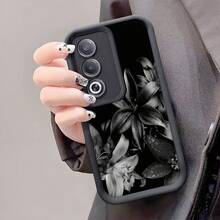 Flower 1pc Printed TPU Shockproof Phone Case, Thick Anti-Slip Protective Cover Compatible With Huawei, Honor, Galaxy S26, S26 Plus, S26 Ultra, - Black - View 3
