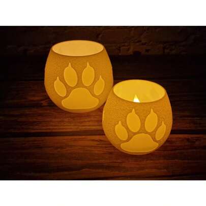 1pc 3D Paw Print Pattern Bowl Candle Holder - Cute Pet Themed Candle Stand, Suitable For Shelves, Desktops, Practical Home Decor Accessory - Great Gift For Pet Lovers And Candle Enthusiasts