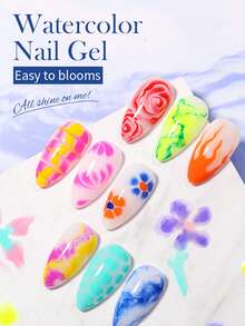 BORN PRETTY 10ml Gel de Unhas Aquarela, Esmalte de Unhas Removível com Efeito de Pintura Artística, Adequado para Salões de Beleza e Uso Doméstico - Transparente - Visão 6