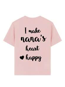 少女休闲印花圆领短袖T恤，夏季上衣 - 粉色 - 查看 5