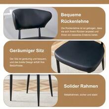 Modern Minimalist Round Table Set (With 2 Black Polyurethane Armchairs With Curved Backs), 100 Cm Diameter Round Table With Wood Look, Suitable For The Dining Room And Kitchen. - Black - View 5