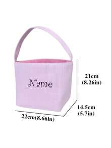 Cesta de Pascua personalizada con conejito - Cesta de Pascua a rayas con nombre personalizado, cubo reutilizable para la búsqueda de huevos de Pascua, regalo conmemorativo adorable para bebés y niños pequeños - Multicolor - Ver 3