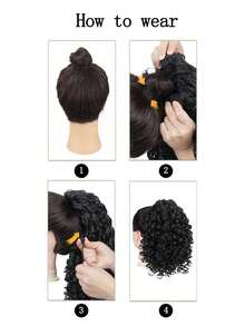 14 Inch Drawstring Wig, Small Curly Ponytail, Circular Hairstyle, African Curly Spring Ponytail, Synthetic Heat-Resistant Fiber Wig Suitable For Daily Wear - Multicolor - View 9