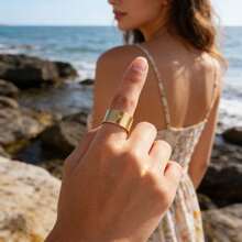 10个/批 304不锈钢18K镀金可调节开口环，适用于DIY珠宝制作，带连接环 - 戒指 - 查看 4