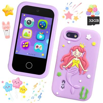 Children's Early Education Toy Mobile Phone, Equipped With Dual Cameras, MP3 Music, 20 Puzzle Games, 12 Scene Alarms, Flashlight Function, Educational Toys To Help Children Develop Good Living Habits, Suitable As Birthday Gifts For Children Aged 3-12