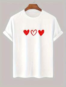 Tres camisetas de manga corta puro con estampado de tres corazones - Blanco - Ver 2