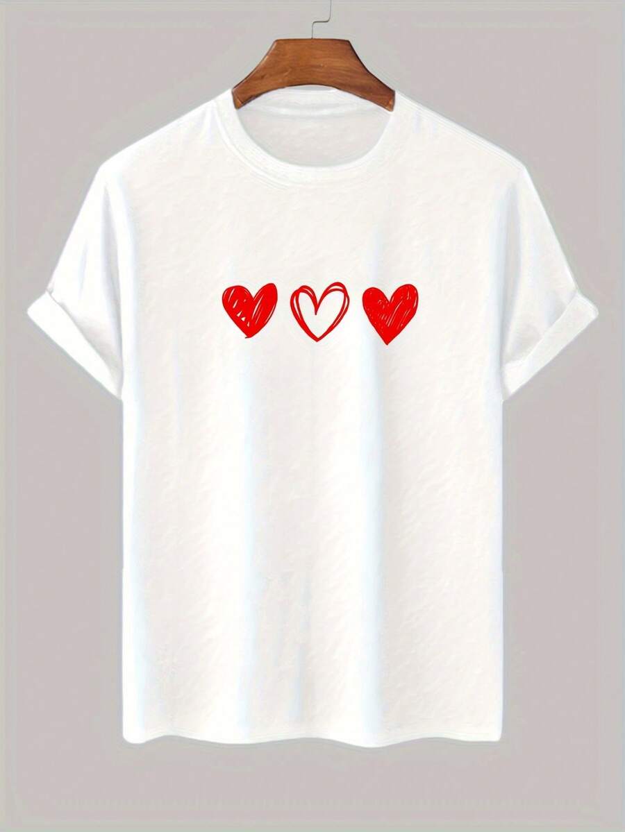 Tres camisetas de manga corta puro con estampado de tres corazones