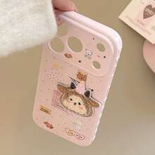 GUCADI 1pc Plush Sheep Apple 17 Phone Case, Embroidered Cartoon Animal, Soft Protective Cover For IPhone 15, 16 Pro Max, 14, 12, Cute, Polka Dot, 3D, Geometric, Graffiti - Pink - View 4