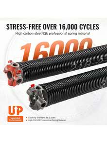 Garage Door Torsion Springs Pair Of 0.218 X 2 X 24inch Garage Door Springs With Non-Slip Winding Bars 16000 Cycles Gloves And Mounting Wrench Electrophoresis Coated For Replacement - Black - View 4