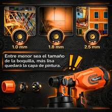 Maquina Para Pintar Pulverizador Pintura Con 2 Baterías 1200ml - Naranja - Ver 10