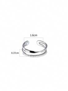 1枚S925纯银极简扭曲双层戒指，女士精致镂空立方氧化锆开口戒指 - 雙層 - 查看 8