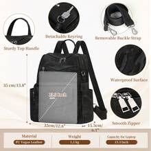 NEWHEY Fashion Small Backpack Anti-Theft Leather Backpack Unisex For Men And Women 13.3-Inch Laptop Backpack Waterproof Casual Travel Convertible Shoulder Bag Black/Brown - Multicolor - View 9