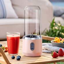 1个400毫升无线便携式电动榨汁搅拌机，包含6个榨汁刀片和2个杯子，多功能榨汁搅拌机，适用于蔬菜、水果和奶昔，适合家庭厨房、户外团队建设和野餐榨汁。 - 彩色 - 查看 9