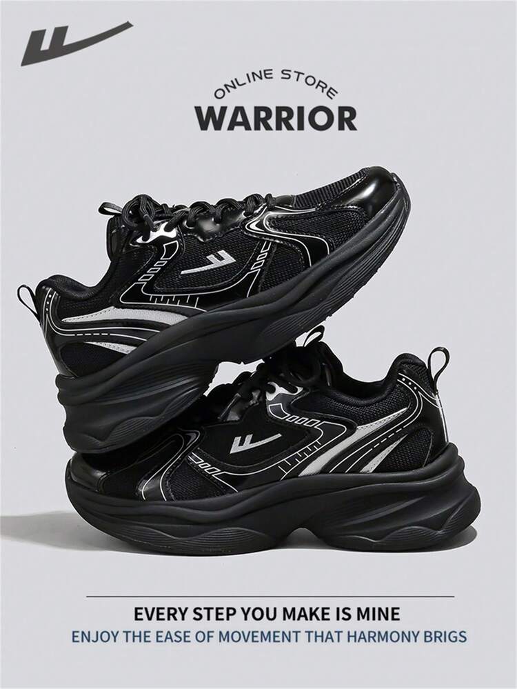 Warrior Comfortable Street Style Chunky Shoes For Women Spring And Summer Comfortable Running Shoes Modest Style Casual Yet Sleek Sneakers Applicable Throughout The Year Wear-Resisting All-Day Wear Training Sneakers - Black/Silver - View 7