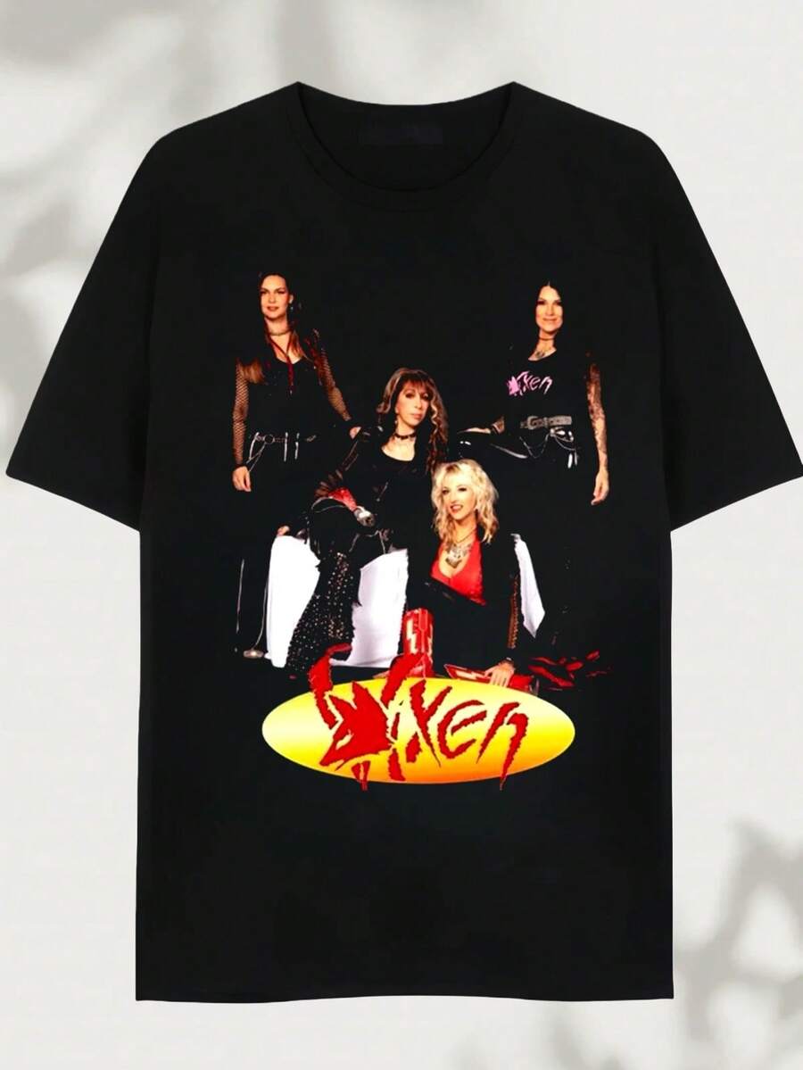 2026, Hot Vtg Vixen Band Black Concert Shirt Unisex PP2169 Printed T-Shirt - Made From Pure Cotton, It Is Soft And Breathable, Suitable For Men And Women. It Is A Casual Shirt That Is Suitable For All Seasons And Serves As A Fashionable Souvenir. It Is Suitable For Daily Use, For Lovers Of Street Fashion And For Music Enthusiasts. - 黑色 - 查看 1