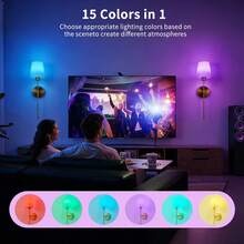 2-Pack Wireless RGB Wall Lamps With Remote, Rechargeable Battery Sconces, Dimmable Fabric Shade Night Lights For Bedroom Living Room Hallway - 金色 - 查看 6