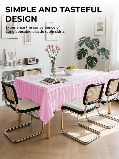 1/2pcs Solid Color Tablecloth, PEVA Material Waterproof, Home, Kitchen, Outdoor Party Table Decor