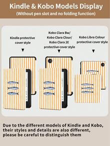 Kingsung Line And Fish Pattern Tablet Case, Compatible With 9.7/10.2/10.5/10.9/12.9/Pro 11, 10th Generation, Compatible With Samsung Galaxy Tab S6 Lite 10.4-Inch, Compatible With Kindle Paperwhite 12th Gen 2024, Kindle (11th Generation) 2022 Version, Kobo Clara Color, Soft And Drop Resistant, Intelligent Standing/Automatic Wake-Up/Sleep - Multicolor - View 11