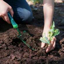 Paleta de jardín con medidas, pala de mano pequeña de alta dureza con mango ergonómico suave, resistente a la corrosión, herrami - Ver 5