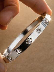 Vòng tay hoa may mắn bằng thép không gỉ mạ vàng 18K, món quà thanh lịch dành tặng nàng vào ngày lễ tình nhân - Phong cách 19 - Xem 6