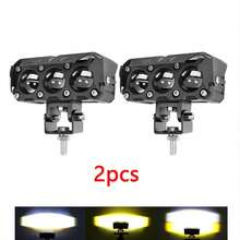 2pcs 80w Dual Color LED Auxiliary Lights For Car Motorcycle, 3 Eye Throw Lights - A - View 1