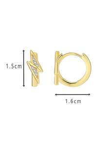 Women's Gold-Plated Double-Sided Clip-On Earrings, One Side With Lightning Zirconia Embellishment And The Other Side With Smooth Texture, Minimalist Elegant Design, Suitable For Daily Commute And Workwear, An Ideal Gift For Fashion Enthusiasts - Gold - View 5