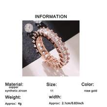 1 pieza Anillo elegante y brillante de una sola hilera con circonitas cúbicas sintéticas cuadradas para mujer, ideal para uso diario y ocasiones especiales. Un regalo perfecto para el Día de San Valentín, cumpleaños, Navidad y aniversario. - Oro rosa - Ver 9