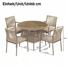 Modern Rattan Garden Furniture Set, Including A Round Glass Table And Four Armchairs, With An Iron Frame. Ideal For A Terrace, Balcony Or Patio. - A - View 3