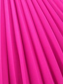 Women Elegant Fuchsia Halter Neck Pleated Maxi Dress With 3D Rose Back Tie Party Gown Wedding Guest Valentine's Day - Hot Pink - View 10