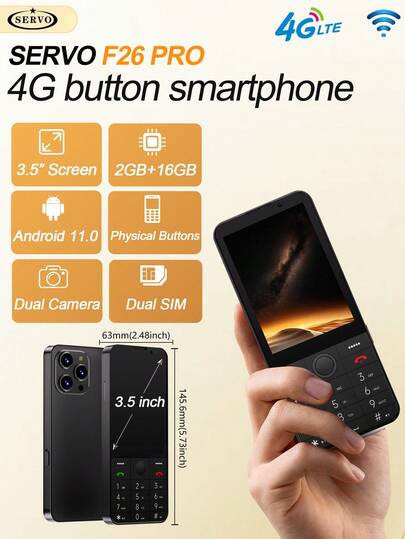 סמארטפון SERVO F26 PRO בסגנון מקלדת 4G LTE, זיכרון RAM בנפח 2GB + ROM בנפח 16GB, WiFi, GPS, כרטיס סים כפול, תצוגה בגודל 3.45 אינץ', מסך מגע אנדרואיד 11.0