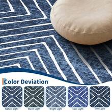 1Pcs Home Decor Large Area Rug For Living Room Modern Washable Rug Farmhouse Non Slip Non Shedding Throw Rugs Low Pile Stain Resistant Indoor Carpet For Bedroom Office Dining Room Runner For Enteryway Hallway - Blue - View 6