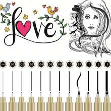 6/9/12支装防水细线针管笔套装 - 学生美术动漫手绘素描技术绘图笔 - 彩色 - 查看 7