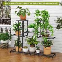 Metal Plant Stand, 5 Tiers Multifunctional Plant Stands For Indoor Plants, Decorative Black Steel Plant Shel F For Indoor Patio Garden Balcony And Yard (4 Tiers 12 Pots) - Đen - Xem 3