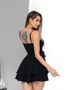 Basic Printed Romper With Padded Cups Duna Premium Sizes P, M, G, And GG - Black - View 3