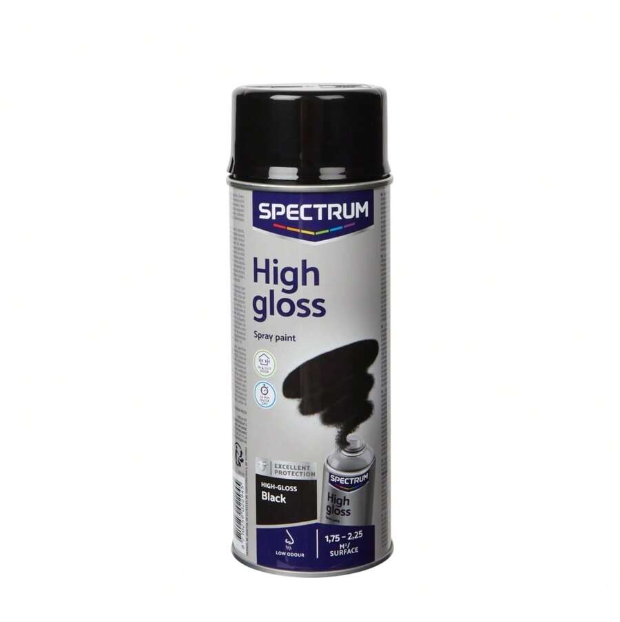 Pintura Spectrum para Escape Spray  Acabado Brillante o Mate | Secado Rápido | Ideal para Madera, Metal, Vidrio, Piedra, Textil Vario Color 400 ML - Alto brillo/negro - Ver 1