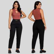 Women's Tailored Dress Pants - Black - View 3