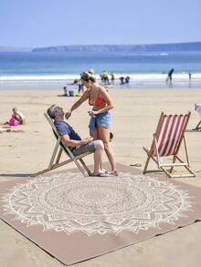 1 pieza Nueva Esterilla de picnic/Toalla de playa impresa digitalmente, resistente al agua y a la arena, con un patrón de moda y fresco, adecuada para acampar al aire picnics (peso de la tela 100g) - Multicolor - Ver 6