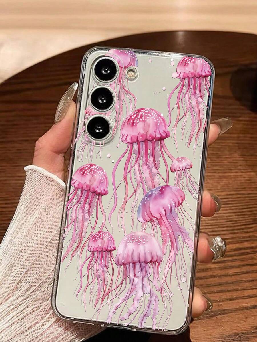 1个柔软硅胶水母手机壳，兼容华为、荣耀、摩托罗拉、三星Galaxy A04e/12/A13/A14/A34/A50/A52/A53/A54/S21/S22/S23/S24/S25/S25 Ultra/S25 FE/S26/S26 Plus/S26 Ultra/S26 Edge、6A/7A/8A、12T/13T/15T/15T Pro - 無色 - 查看 1