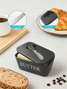 1 Bộ gồm hộp đựng bơ và dao phết bơ, hộp đựng phô mai có nắp đậy, hộp đựng phô mai cắt lát, hộp đựng thực phẩm có nắp đậy dùng trong tủ lạnh, thích hợp cho nhà bếp, dã ngoại và cắm trại, quà tặng Ngày của Mẹ, đồ dùng cho mẹ, dụng cụ làm bánh. - Xem 3